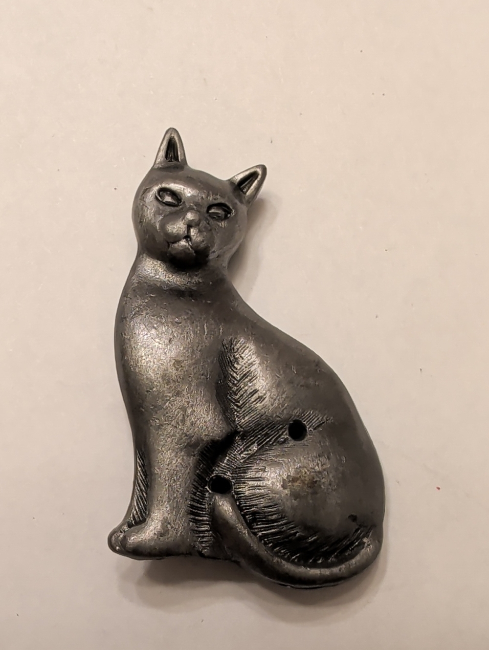 Gray Metal Cat Brooch